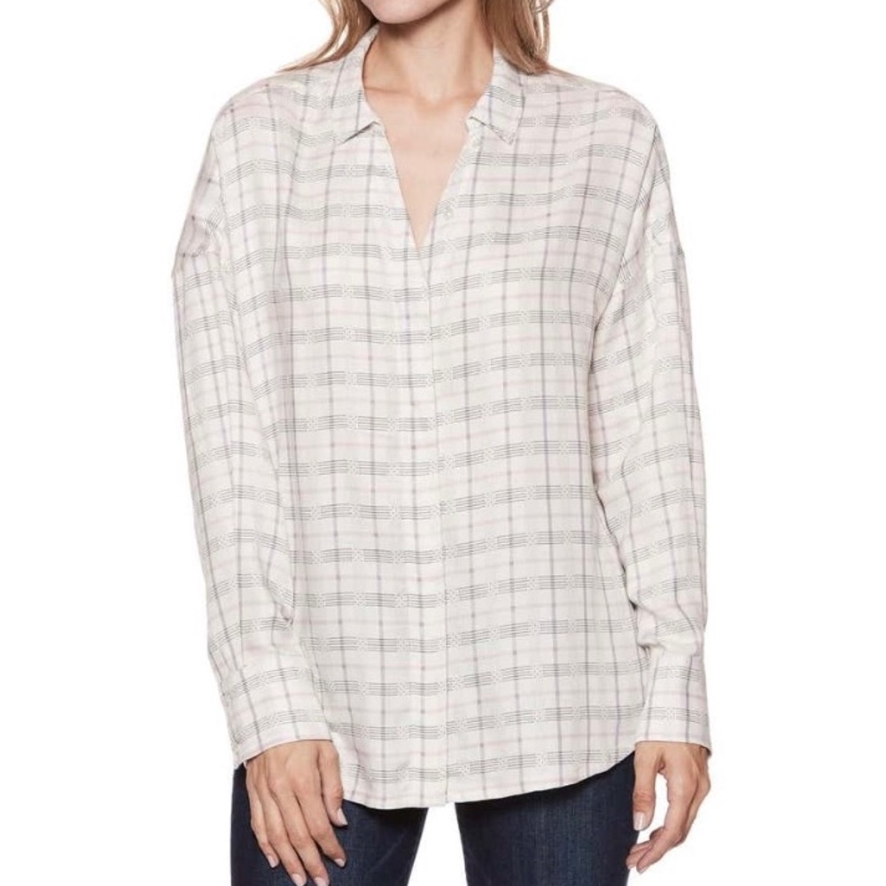NWT PAIGE Delisa Plaid Tunic Shirt White - Small - Picture 7 of 9